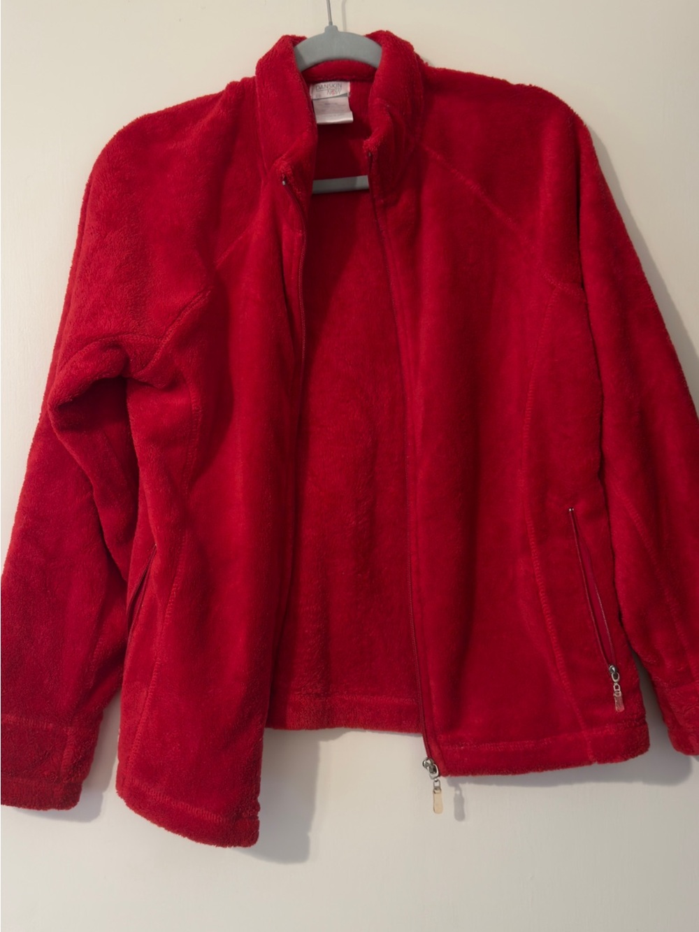Danskin Now Plush Red Full-Zip Teddy Jacket